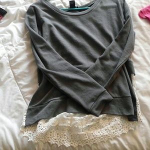 Grey sweater with lace