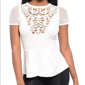 White peplum top