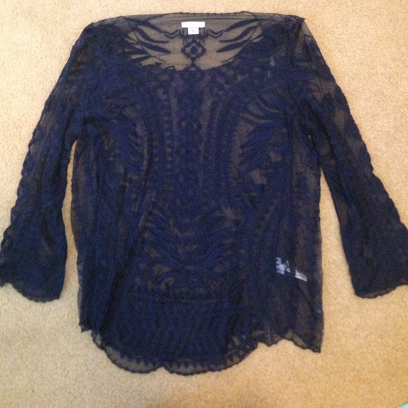 Navy mesh blouse