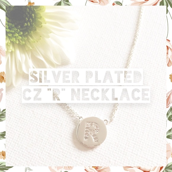 Cubic Zirconia Initial R Necklace in SS-Plated