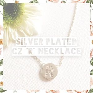 Cubic Zirconia Initial R Necklace in SS-Plated