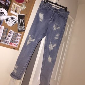 brandy melville highwaisted distresses bf jeans
