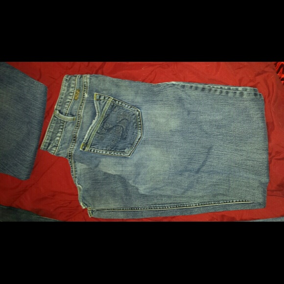 Womens silver jeans size 34x33 Aiko boot cut