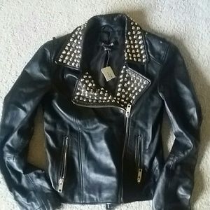Leather studded jacket
