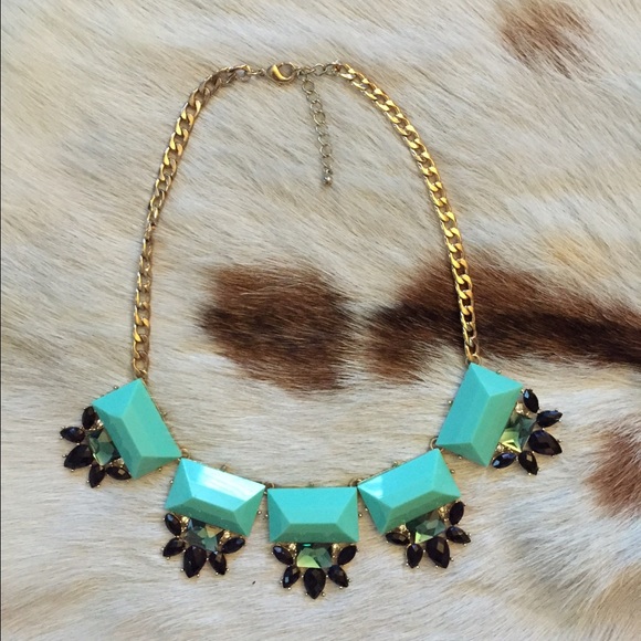 Turquoise and black statement necklace