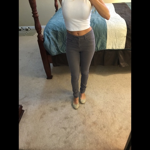 High waisted charcoal stretch pants