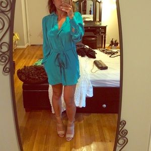 BCBG MaxAzria teal button down dress