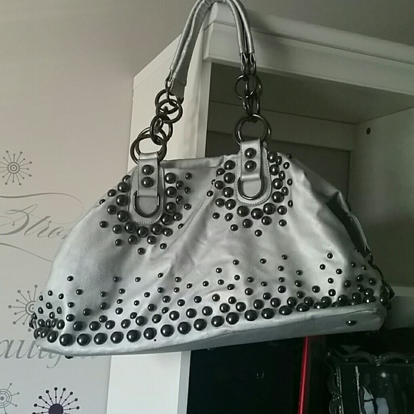 Silver with pewter studs handbag