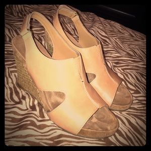Aerosoles Nude Wedge Sandals Sz 7.5