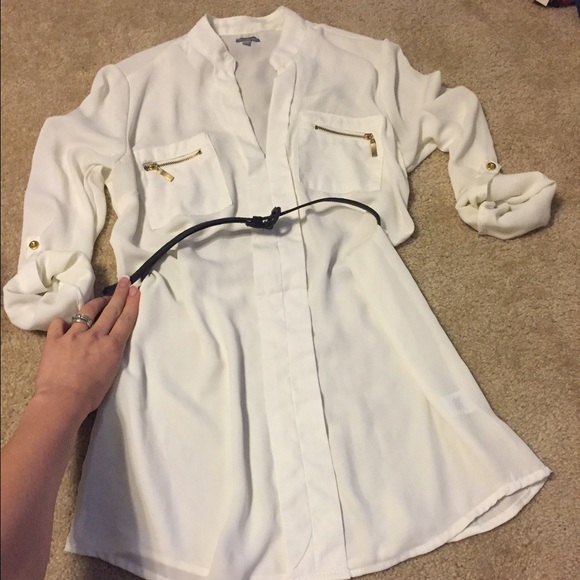 Long sheer belted top