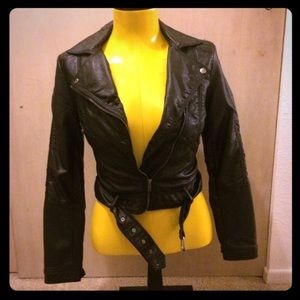 Faux leather moto jacket