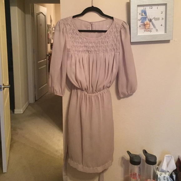 Nude gray dress.