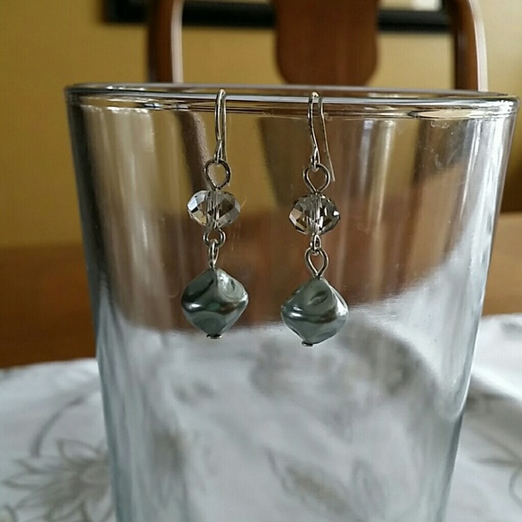 Silver Gray Dangle Earrings