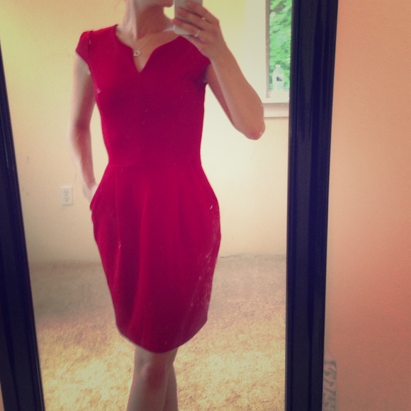 Red dress with pockets