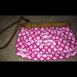 Light/Hot Pink Coach Wristlet
