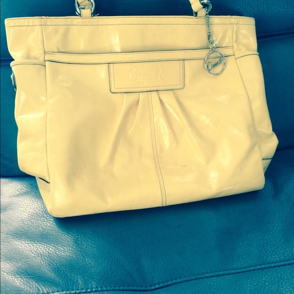 Yellow Patent Leather COACH Tote