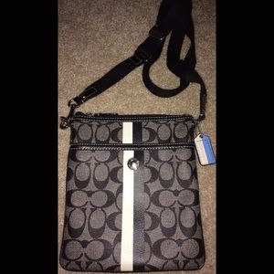 Black & White Leather Coach Cross-body Bag