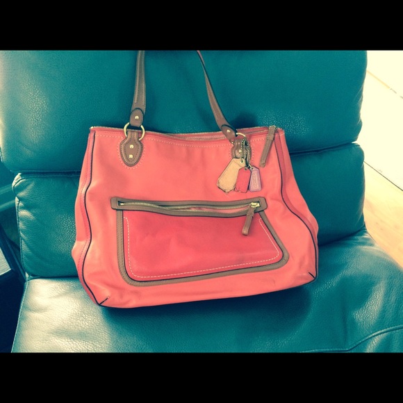 Coral and Red COACH handbag