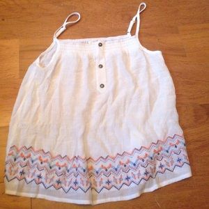 White Shirt with Tribal Pattern