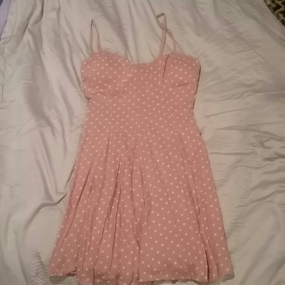 Pink polka dot skater dress
