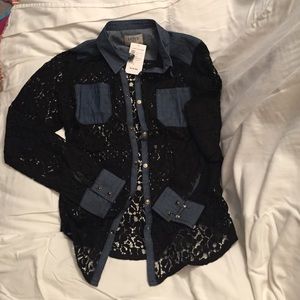 Denim/Lace long sleeve shirt