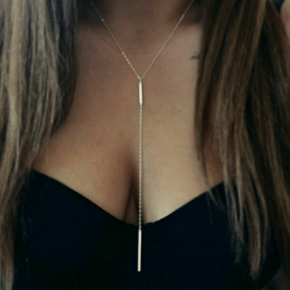 American Apparel Jewelry - Delicate double bar long dainty layered necklace