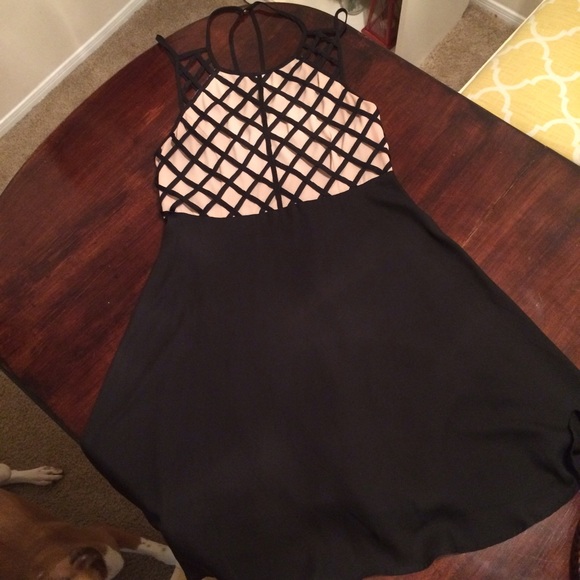 Black and nude cage dress