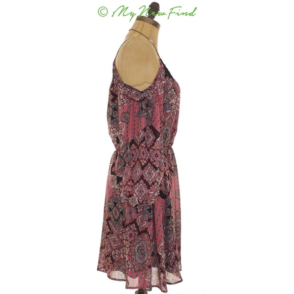 Dee Elle Boho Cold Shoulder Chiffon Black Dress - Picture 2 of 4