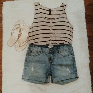 Cuffed Denim Shorts