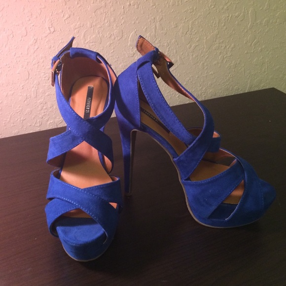 Royal blue strappy heels