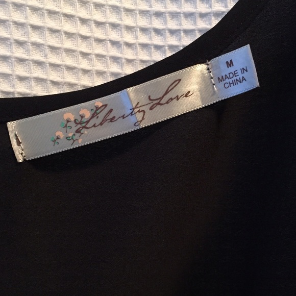 Black sheer tank with white patterned bottom - Picture 2 of 2