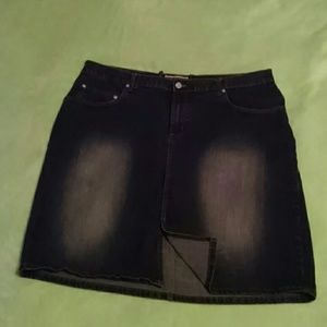 Denim skirt with "worn" look