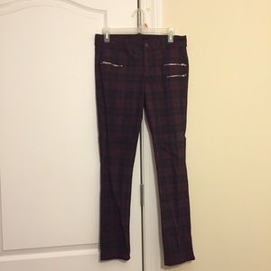 Red/Black Plaid Skinny Jeans Pants