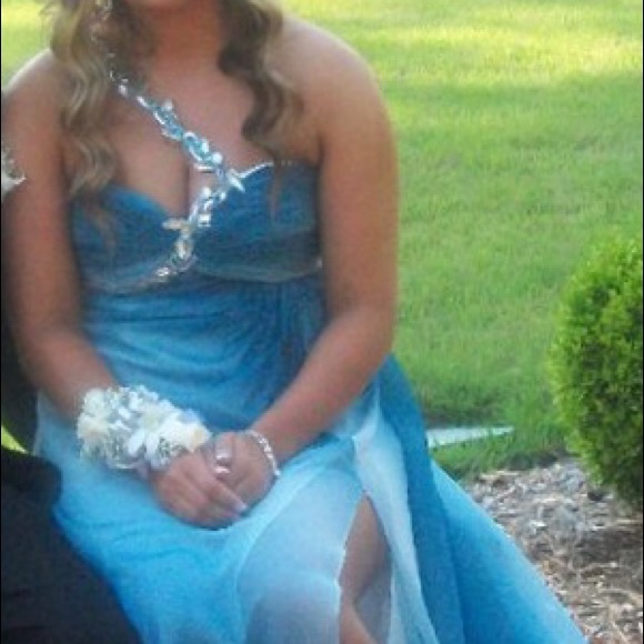 Blue shimmery pageant dress