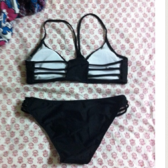 Other - Cage strappy back black bikini set small