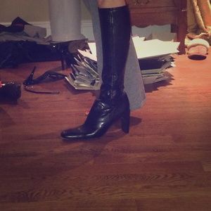 Anne Klein worn once black leather boots