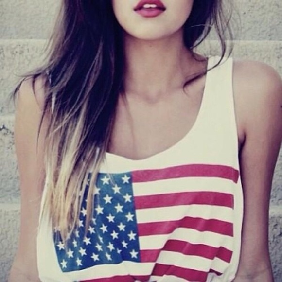 American Apparel Flag Tank Crop Top