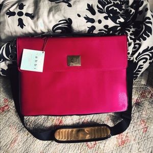 $260 Abbi designer pink laptop book bag messenger
