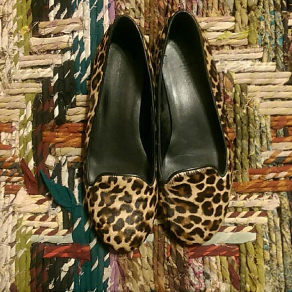 Cole Haan leopard print calf skin leather loafers