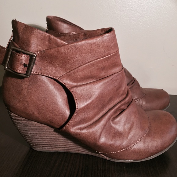 Brown faux leather booties