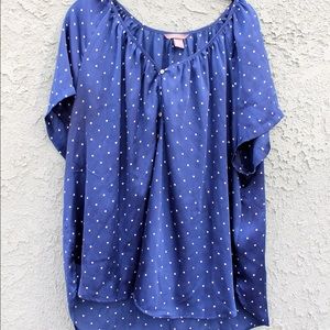 H&M + Navy and Polka Dot Blouse