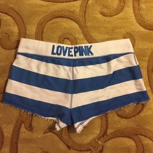 Blue and White Striped Cut Off Shorts