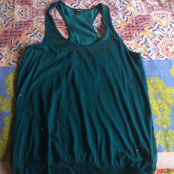 SOLD IN BUNDLE Teal Express Tank with rhinestones - Picture 3 of 4