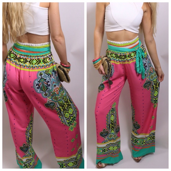 SOLD St Tropez Pink Palazzo Pants - Picture 2 of 2