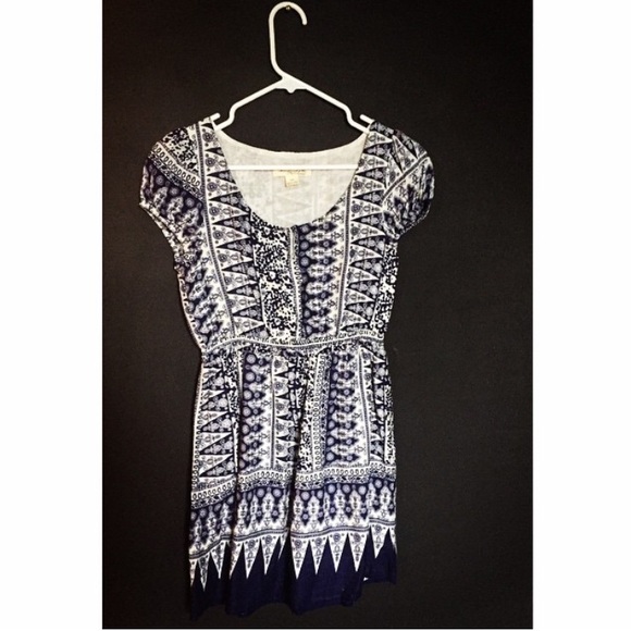 Navy blue and white Aztec dress