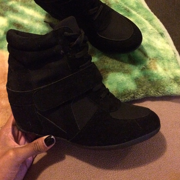 Black Suede Wedge Heel