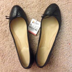 ZARA black leather flats new with tag