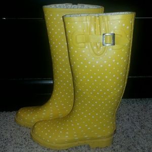 Yellow rain boots