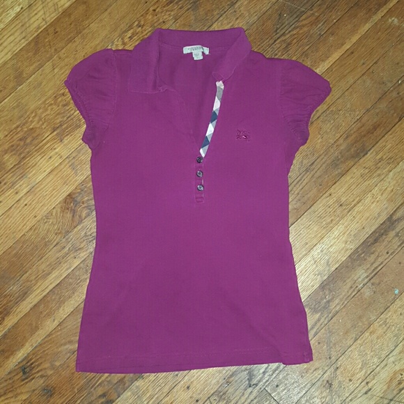 Fuchsia Burberry check polo