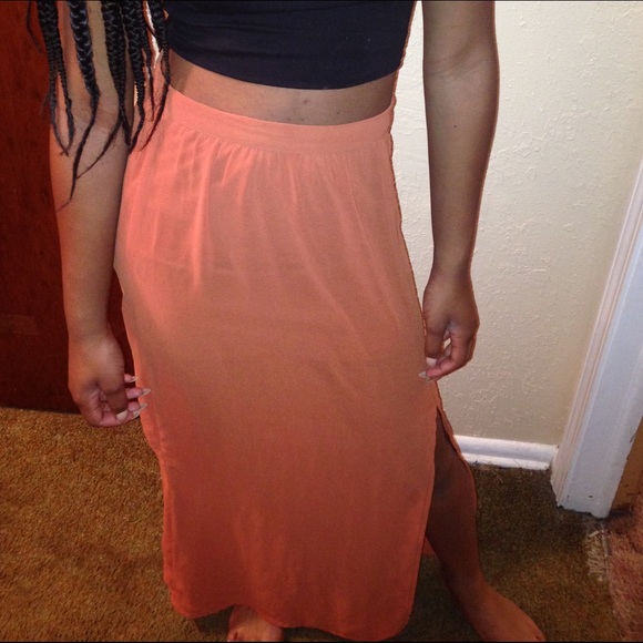 Orange Chiffon Split Skirt - Picture 2 of 2